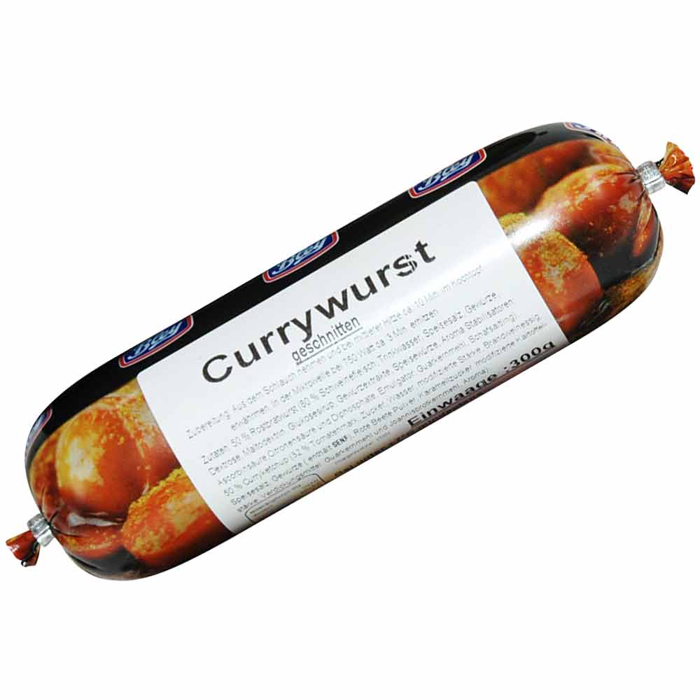 Currybratwurst geschnitten in Currysauce